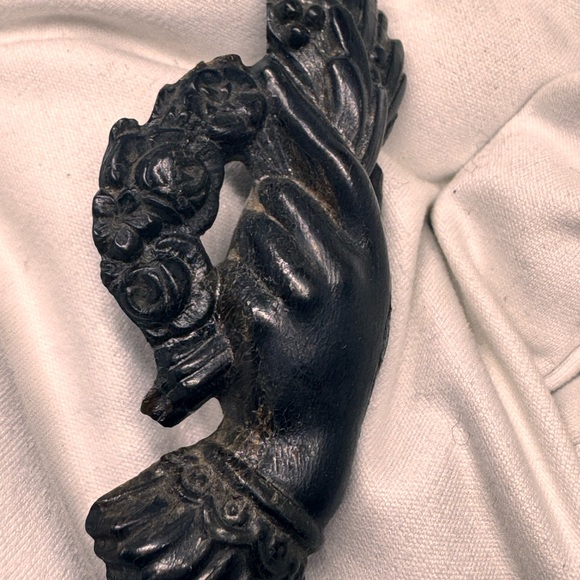 Antique Brooch Mourning victorian gutta percha love token - Picture 1 of 16